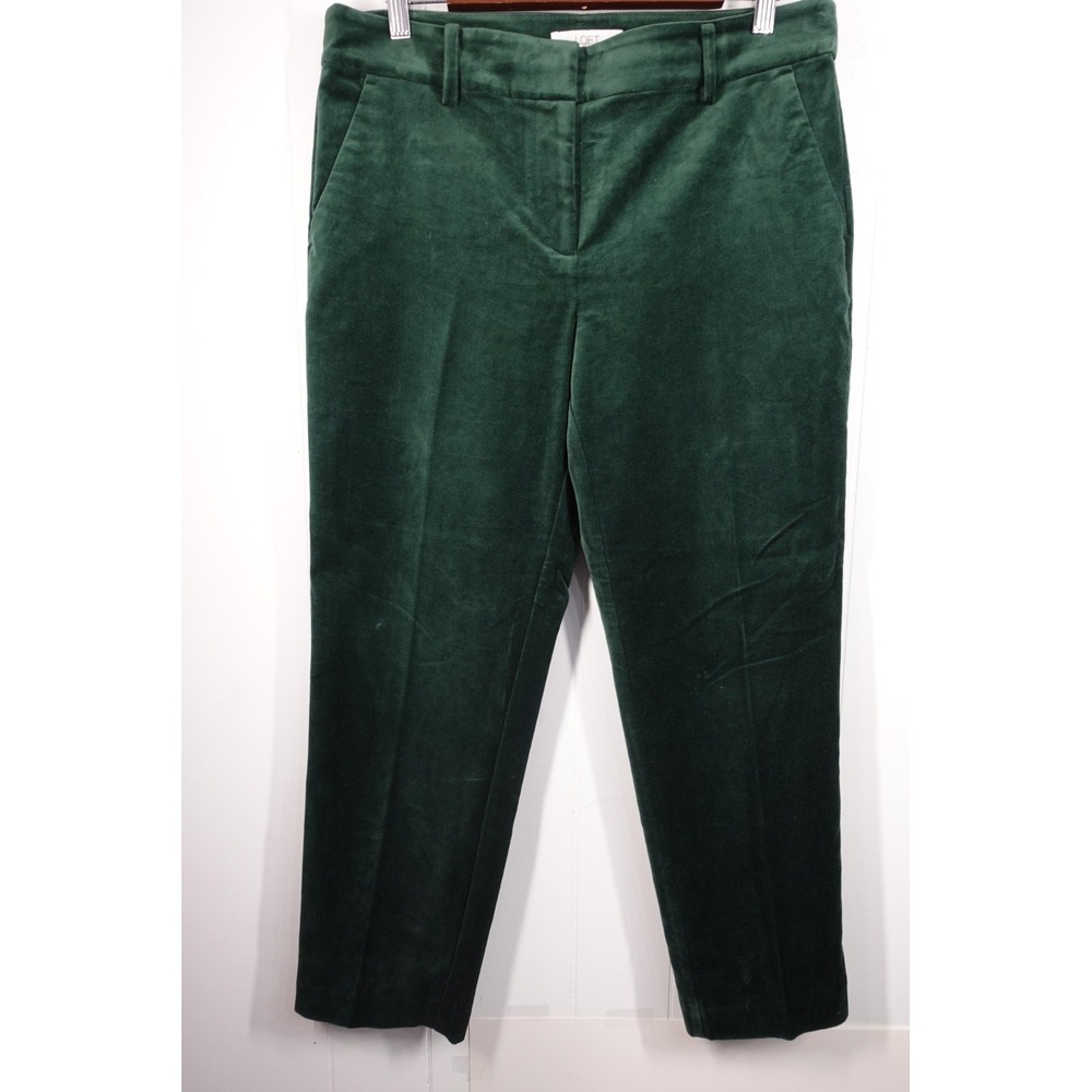 LOFT Pants‎ Womens 8 Green Riviera Slim Velvet Ankle Dress Work Career Pockets